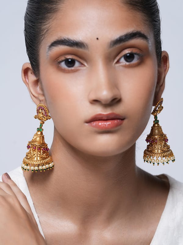 Elephant Style Antique Big Jhumki — Cao Jewellery