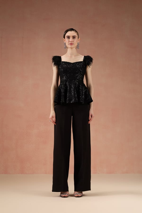 Black Peplum Co-Ord Set — Label IRIS