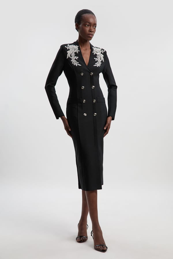 Black Embellished Shoulder Bandage Maxi Dress — KAREN MILLEN