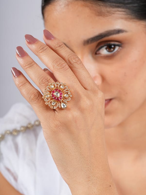 Imperial Kundan Drop Ring — Cao Jewellery