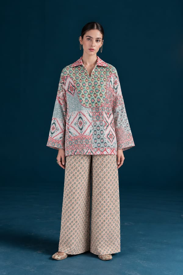 Rangrez Ikat-Inspired Top and Bottom Co-ord Set — SAUNDH