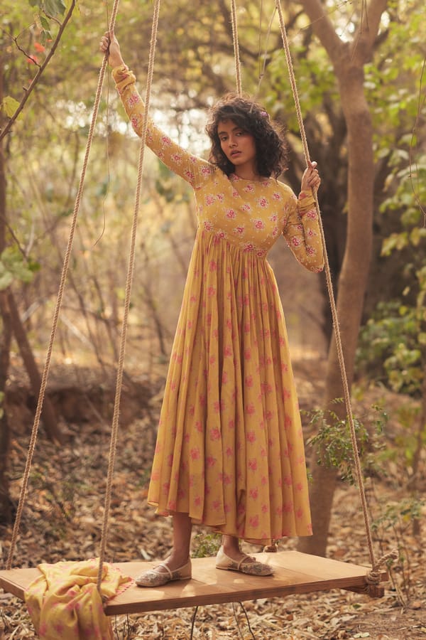 Harlow Anarkali Set ��Yellow — Paulmi and Harsh