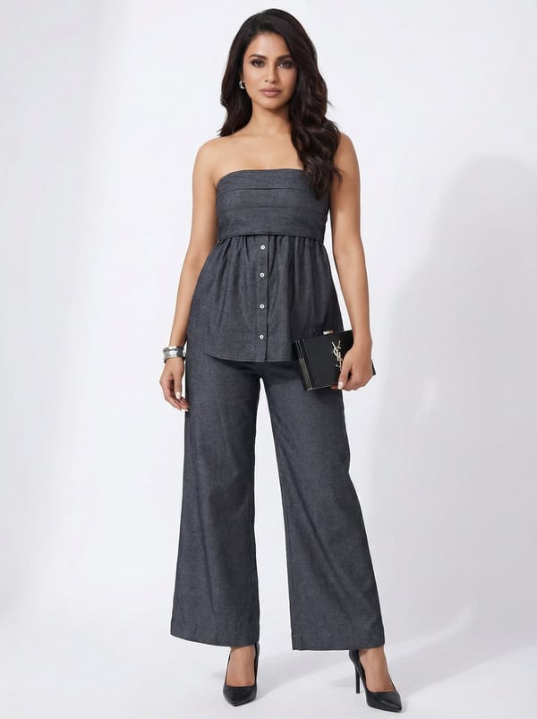 Denim Pleated Tube shirt — Escape By Aishwarya