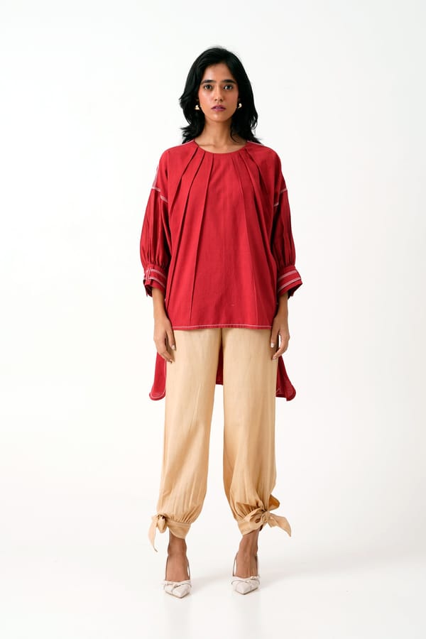 Ariel + Eva - Madder Pleated Top + Latte Bow Pant — Madder Much