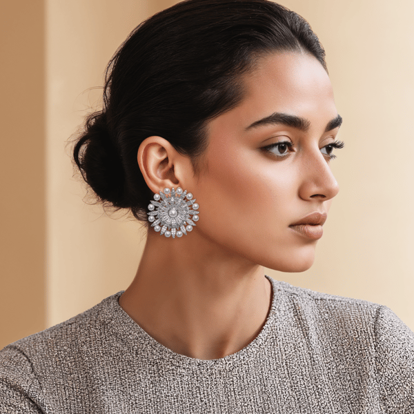 White Sunburst Earrings — Kesya