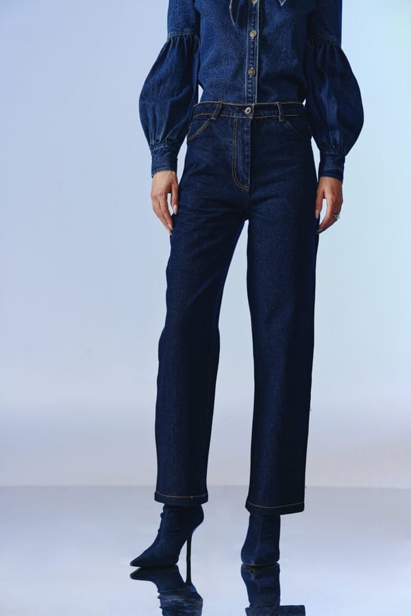 Deep Indigo High-Rise Straight-Leg Denim Jeans — quietBOLD