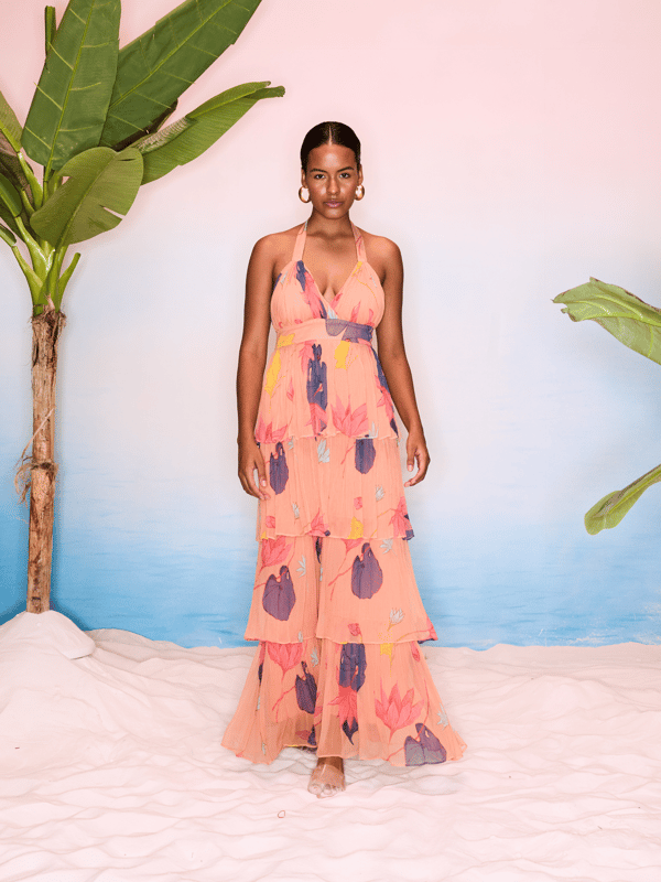Mallika Four Layered Halter Maxi — GUAPA