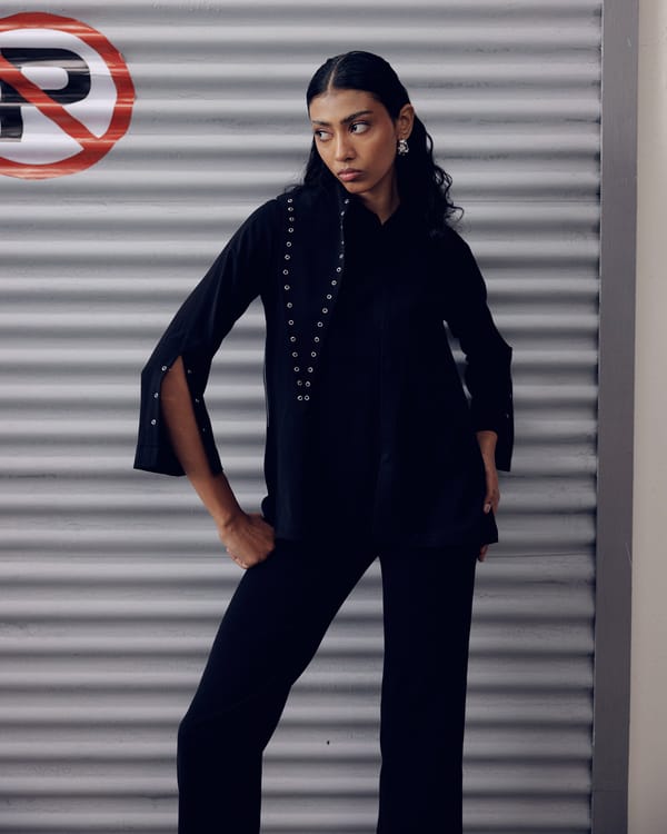 Black Straight-Leg Regular-Fit Trousers — Veera Wear