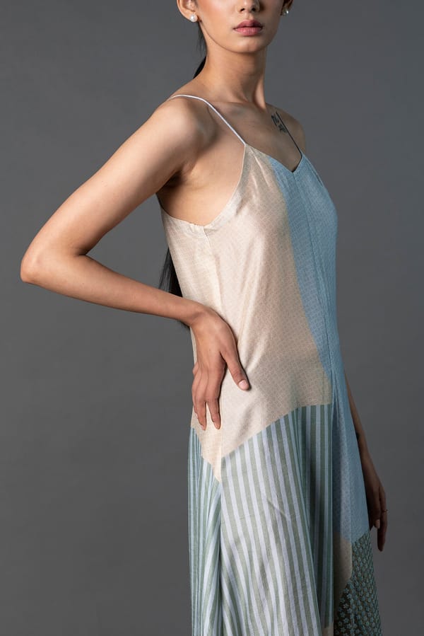 Array Bandhani Beige & Soft Blue jumpsuit — CLOS