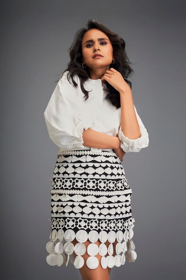 Embellished Skirt And Shirt Comes With Belt — Deepika Arora