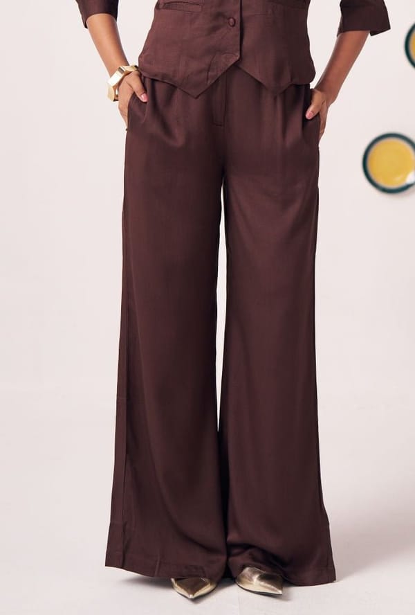 Chocolate Brown Wide-Leg Pants — Western Era