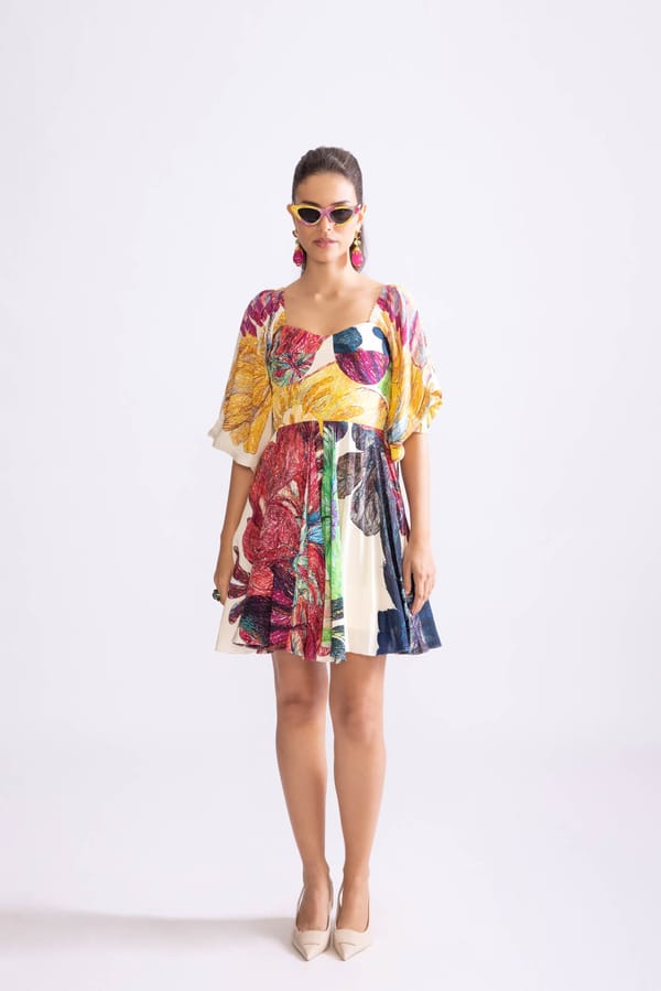 Multicolour Floral Fit and Flare Mini Dress — Saaksha and Kinni
