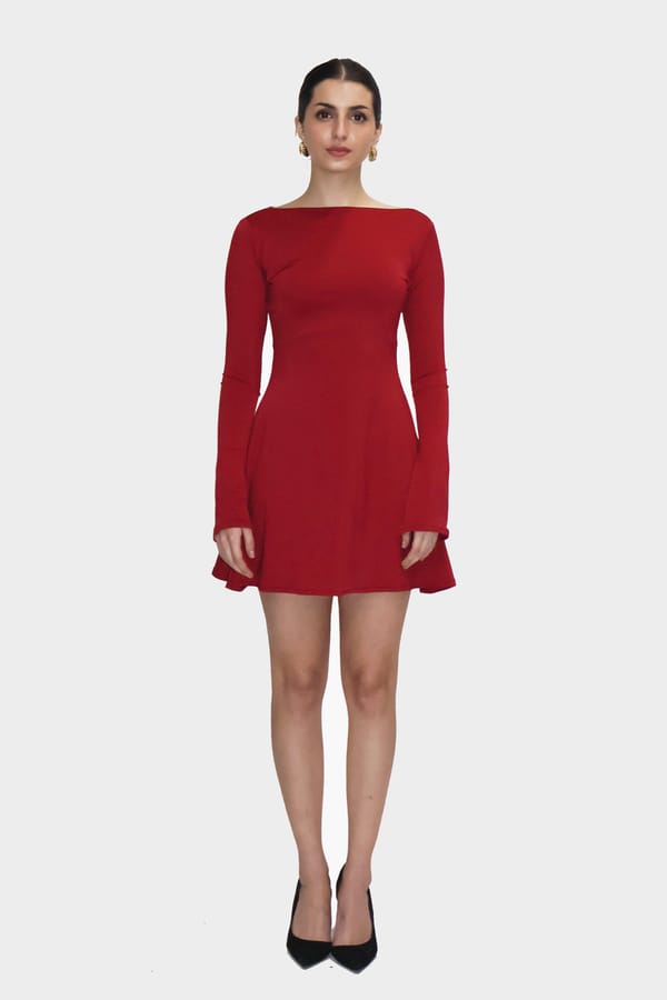 Red Short Flare Dress - Blair Dress (Cherry) — Select Staples