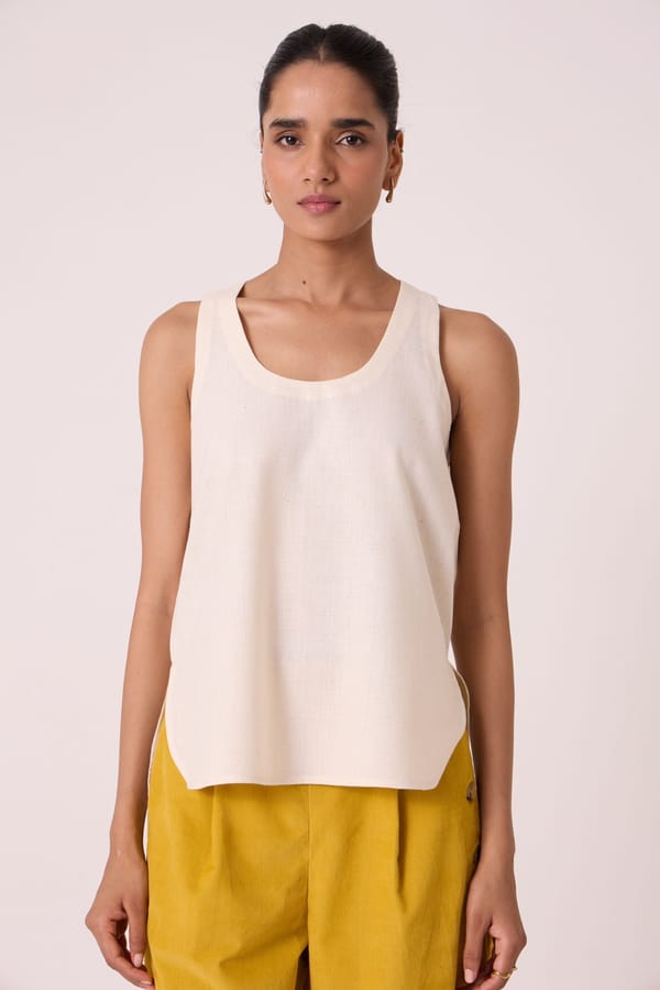 Emma Off White Handwoven Top — The Summer House