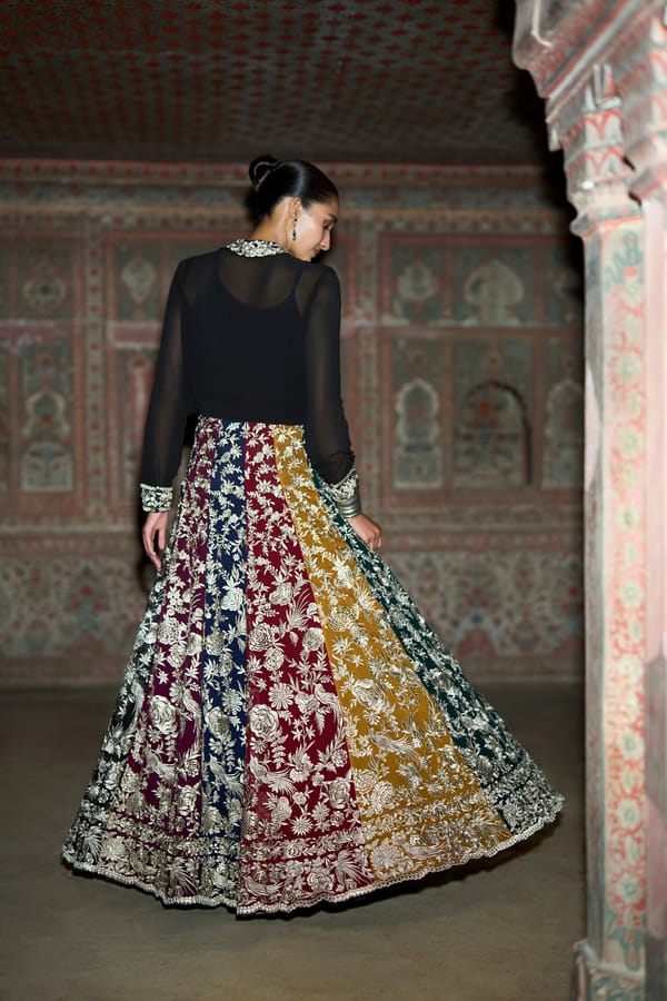 Metallic Thread Embroidered Flared Skirt — Dash and Dot