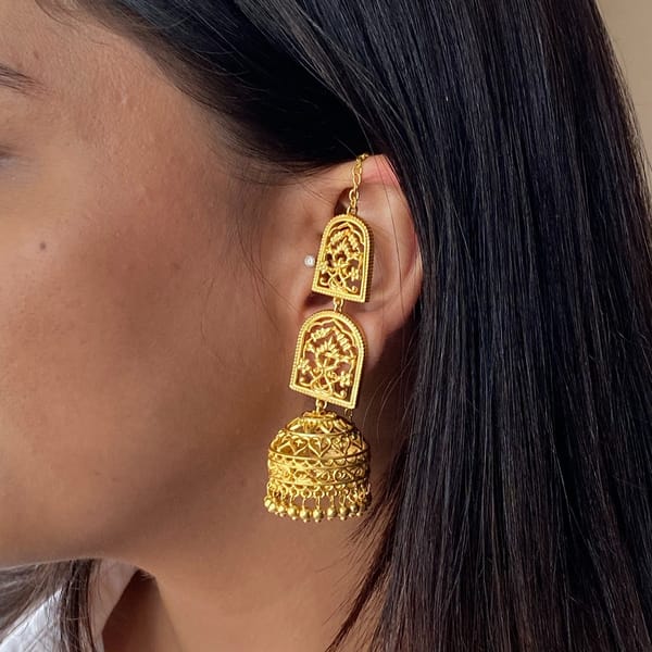 Bareilly Jhumka Earrings with Strings — Zariin