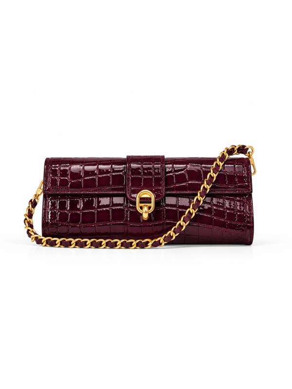 Barrel Clutch/Sling Croco Wine — The Gusto