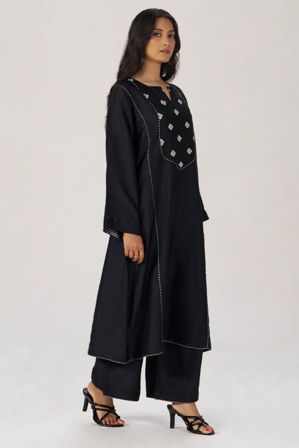 Black Silk Festive Co-ord Set — Ganga Fashions Pvt Ltd