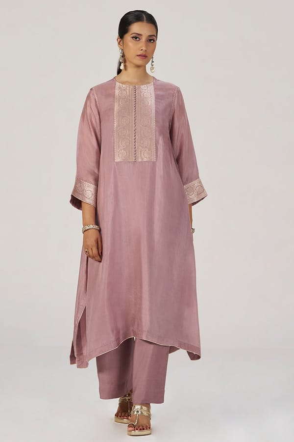 Woodrose Silk festive Co-ord Set — Ganga Fashions Pvt Ltd