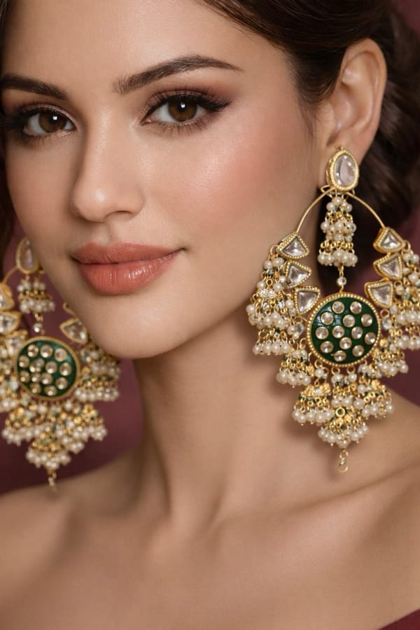 Emerald Noor Chandbali Earrings — Beauty Spot Jewellery