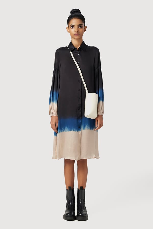 Black Blue Ombre Button-Down Shirt Dress — Genes Lecoanet Hemant