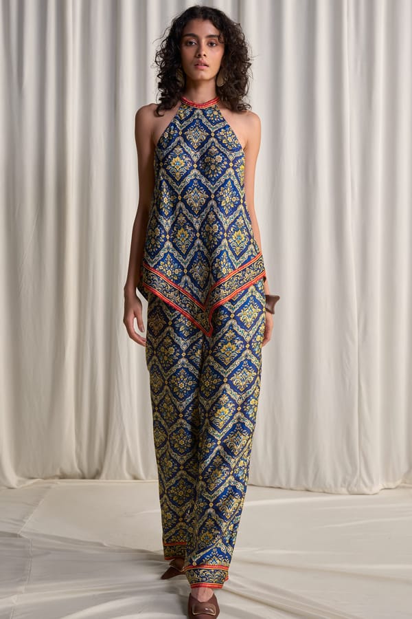 Halter Neck Scarf Print Top & Relaxed Fit Pant — Dash and Dot