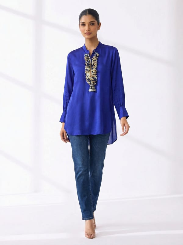Embellished Kaftan Dark Blue — 5 Elements