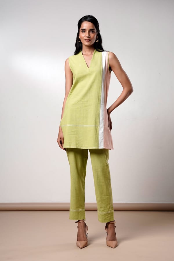 Olive Green Sleeveless Tunic and Tapered Pants Co-ord Set — Madder Much