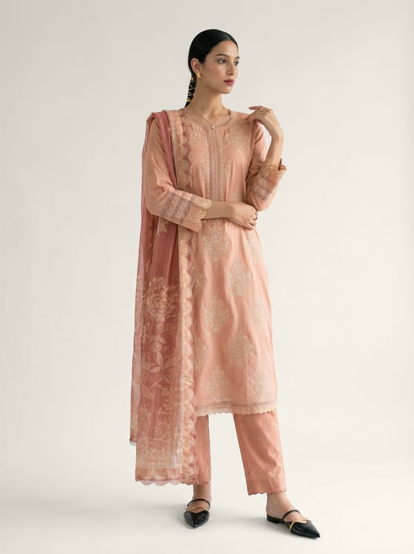 Nirai Kurta Set - Peach — SAUNDH