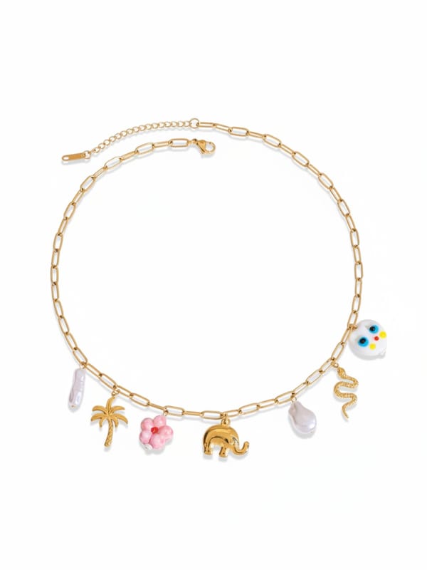 18K Gold Stainless Steel Pearl Flower Elephant — Cao Jewellery