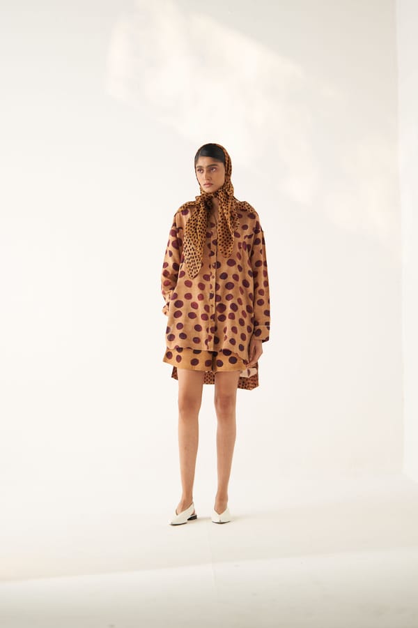 Mustard Polka Dot Anti-Fit Button-Down Shirt — Ofrida