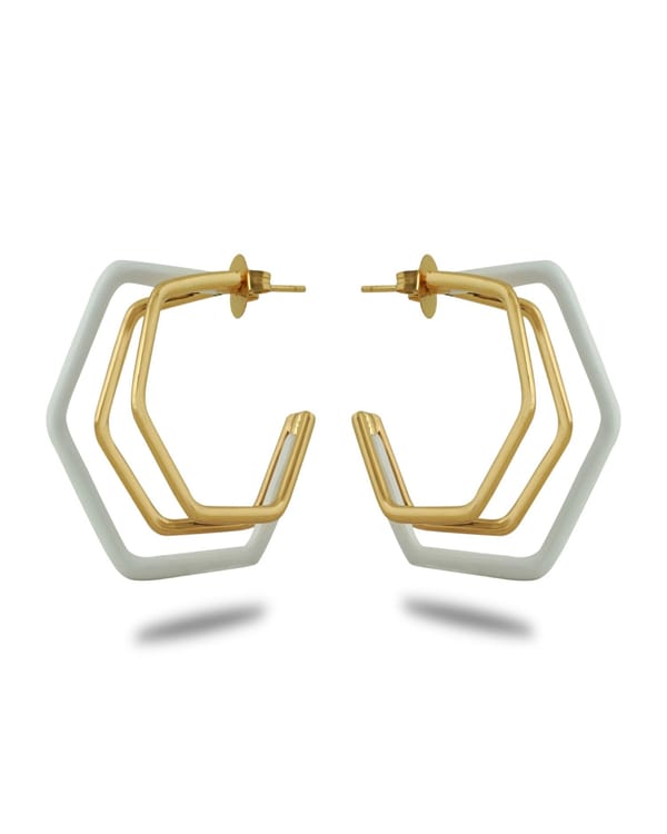 Small Trio Enamel Gold Hoops — Varnika Arora