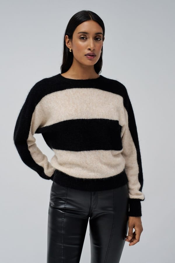 Striped Round-Neck Knit Sweater — SALSA JEANS
