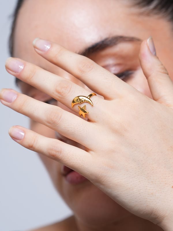 Star Moon Asymmetrical Ring — Cao Jewellery