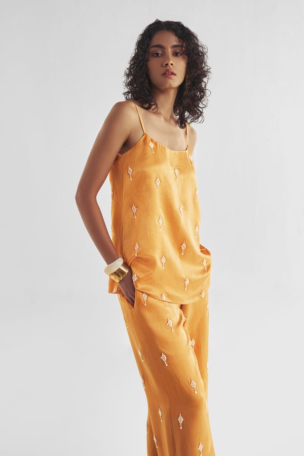 Bead Embroidered Satin Pant Set — Dash and Dot