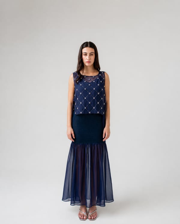 Midnight Veil Organza Vest & Dress Set — MAGIA