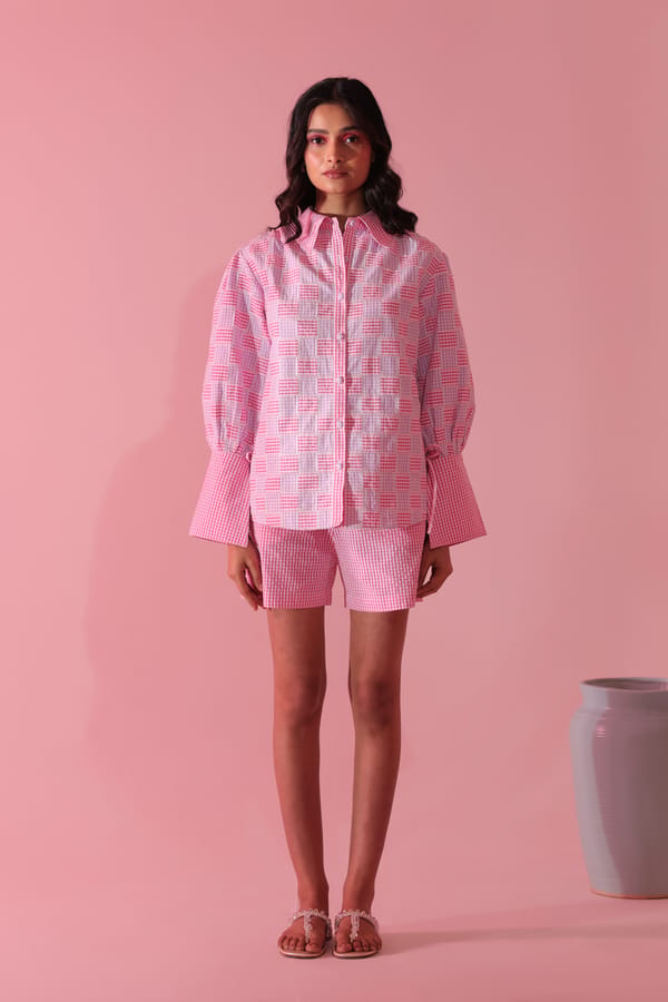 Pink Checker Set — MANVI DAGA STUDIO