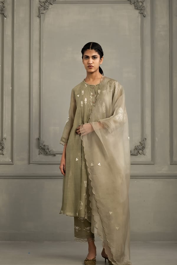 Tunic Set Mul Chanderi With Pants And Dupatta — Arcvsh Pallavi Singh