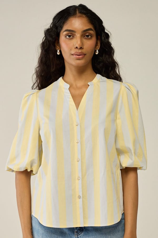 Striped V-neck Shirt — Move About Effortlessly