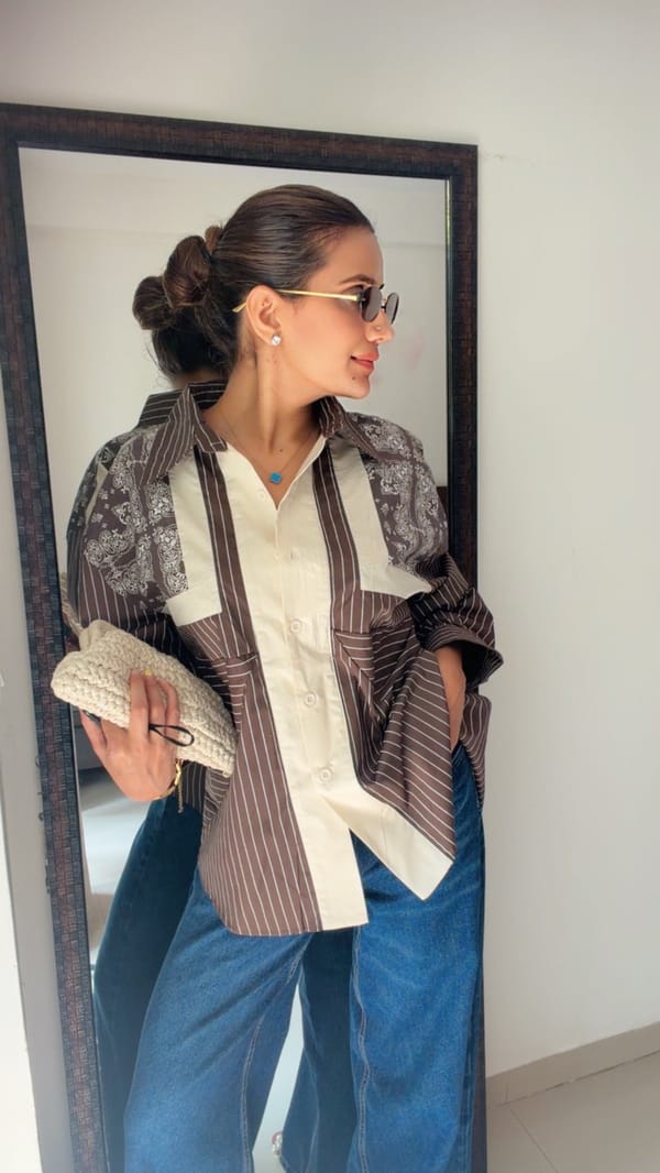 Printed Stripe Poplin Shirt — CLOSET AFFAIR