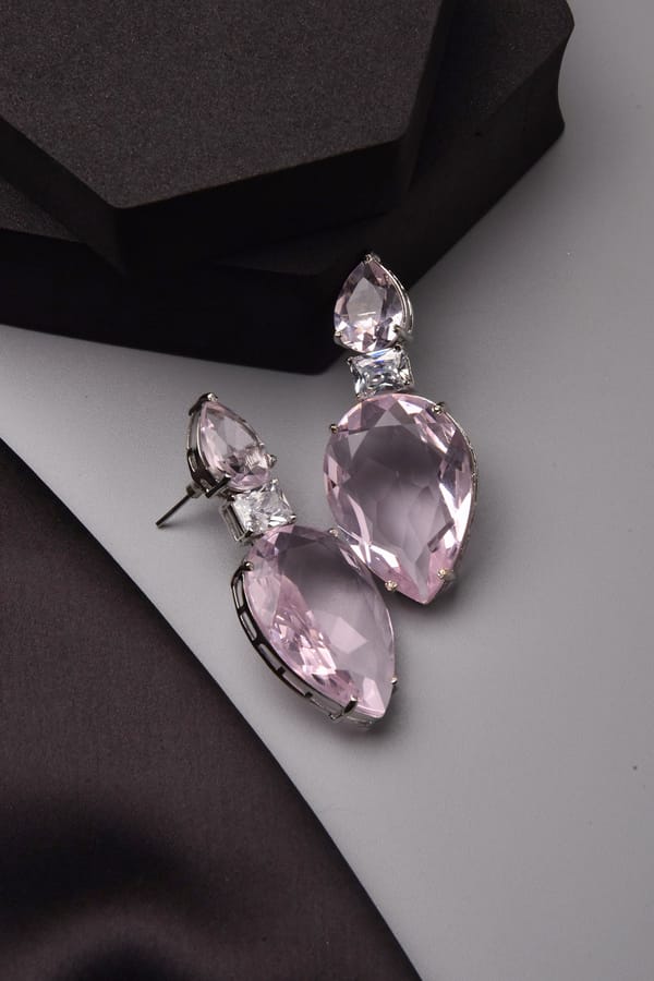 Barbara Rose Quartz Dangler Earrings — Swabhimann