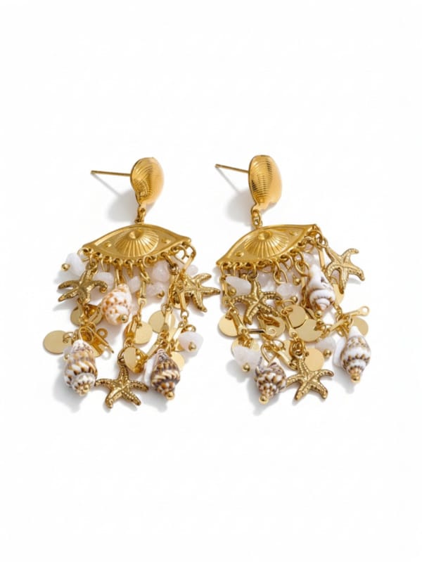 Ocean Style Shell Conch Starfish Dangle Earrings — Cao Jewellery