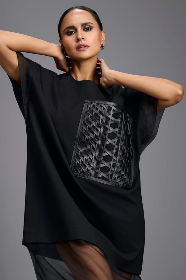 Oversized Dress with Sheer Hem Detail — Deepika Arora