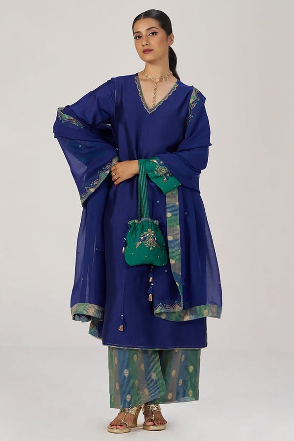 Space Blue Festive Kurta Set — Ganga Fashions Pvt Ltd