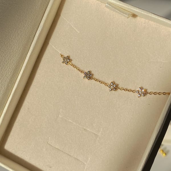 Cubic Zirconia Flower Charm Bracelet, Bella — Inaya Accessories