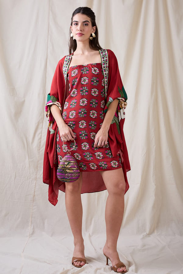 Gulzaar Printed Dress With Jacket — SOUP by Sougat Paul