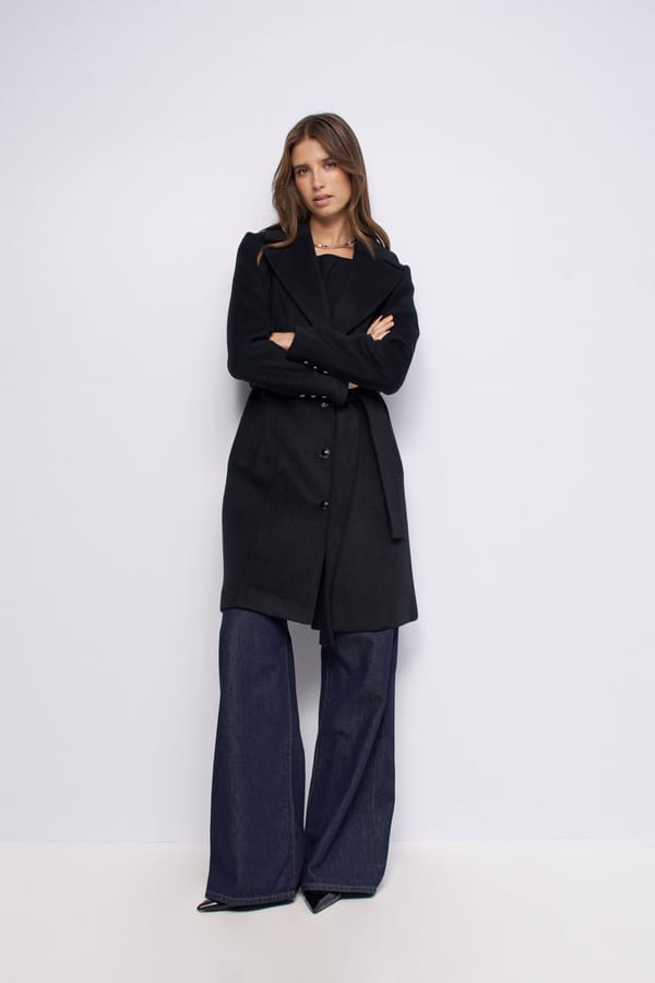 Wool Coat W/Removable Fur Collar — SALSA JEANS