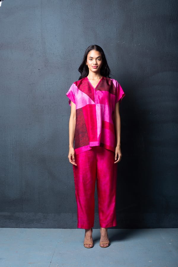 Dupion Silk Co-ord Set Magenta Pink — CLOS