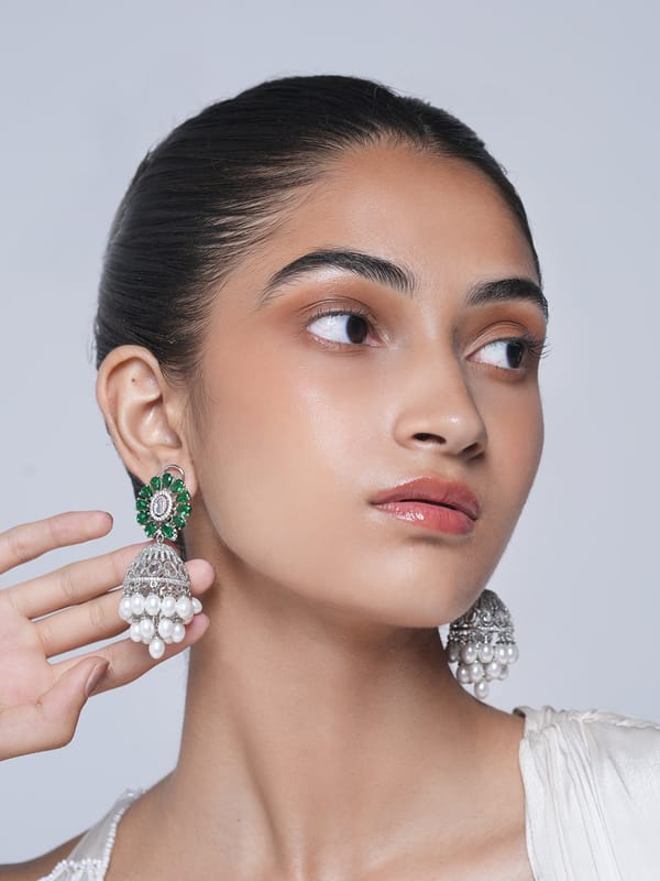 Heavy Designer AD Jhumki Earrings — Cao Jewellery