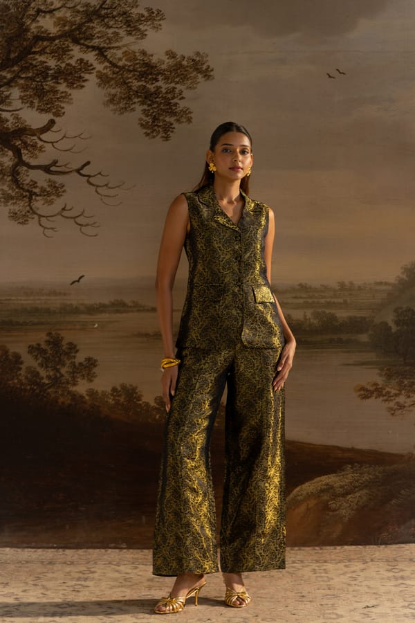 Noir Gold Waistcoat Pant Set — Designs by Queen Bee